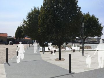 Parque infantil y carril bici